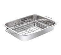 Pendeford Stainless Steel Roasting Tray with Rack 30cm - Large Deep Roaster, Oven Safe Bakeware with Heavy-Duty Handles, Ideal for Meats