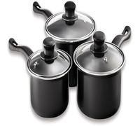 Value plus AP120 Value Plus 3 PCE Sauce pan Set with Glass Lids, Multi-Colour, 16, 18, 20cm