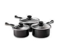 Value plus AP120 Value Plus 3 PCE Sauce pan Set with Glass Lids, Multi-Colour, 16, 18, 20cm