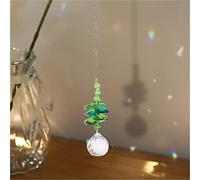 Pendent Ornament Crystal Stream Planet Rainbow SunCatcher Garden Ornament Chandelier Crystal Pendant String Glitter (Green, One Size)