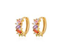 Pendientes de aro de circonita cúbica arcoíris para mujer 2023 Pendientes redondos de tendencia Regalos de joyería de lujo Regalos de moda