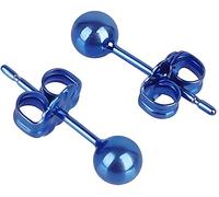 Pendientes de botón de bola de titanium pure de 4 mm blue
