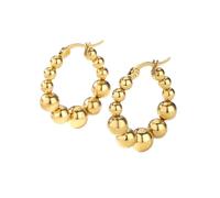 Pendientes de cuentas redondas para mujer Niñas Pendientes de aro de color dorado Perforación de oreja estética Joyería Regalo pendientes Regalos de moda