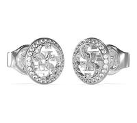 Guess Ladies 11mm Rhodium Plated 4G Logo Stud Earrings - Steel / Rhodium Plated