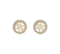 Guess Jewellery Guess Studs Party Yellow Gold Tone 4G Logo Pave Frame 12mm Stud Earrings
