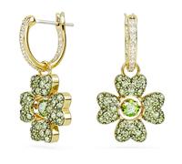 Swarovski Idyllia Gold Green Crystal Clover Drop Earrings