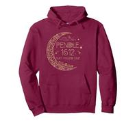 Pendle 1612 They Missed One Witch Trials Celestial Witchcore Pullover Hoodie, Adult Unisex, Burgundy, Small
