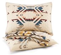 PENDLETON White Sands Coverlet Set | Fits King & Cal King Beds, Reversible, Diamond Pattern, Boho Southwest Design, Oversized Coverage, Hypoallergenic, Washable