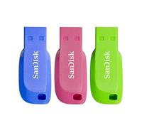 SanDisk Cruzer Blade 32Gb USB Flash Drive - 3 Pack (Red, Blue & Green)