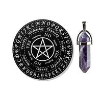Pendulum Board and Crystal Dowsing Pendulum Necklace Set, Dowsing Pendulum, Witch Craft, Ouija Gifts, Dowsing Crystal Pendulum, Wooden Divination Board for Witchcraft Supplies