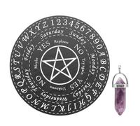 Pendulum Board Crystal Dowsing Set Natural Amethyst Crystal Wooden Spirit Board Ouija Metaphysical Dowsing Divination Planchette Board Witch Crafts Gifts for Witchcraft Supplies