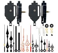 Pendulum Clock Movement, 2-Pack with 6 Metal Clock Hand Sets, Jumping Seconds Wall Clock Accessories, Low-Power Quartz Movement, Accurate Timekeeping for DIY Craft Clocks