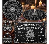 Pendulum Dowsing Divination Board with Amethyst Set Metaphysical Message Ouija Board Crystal Pendulum Necklace Wooden Spirit Board Talking Board with Planchette for Wiccan Supply (Eye Style)