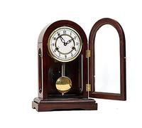 Pendulum Mantel Clock with Westminster Chimes, Mechanical Table Clock for Living Room, Office, Home Decor - Classic Brown Finish