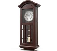 Pendulum Wall Clock Battery Operated - Hanging Grandfather Wall Clock with Pendulum - Quiet Wood Pendulum Clock - Wooden Wall Clock for Living Room Decor, Office & Home Décor Gift 27x11.5