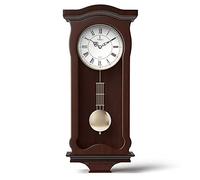 Pendulum Wall Clock Battery Operated - Hanging Grandfather Wall Clock with Pendulum - Quiet Wood Pendulum Clock - Decorative Wooden Wall Clock for Living Room Decor, Office & Home Décor Gift 23.5x9.75