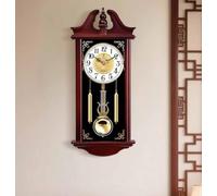 Pendulum Wall Clock - Large Retro Grandfather Clock, Silent Battery Operated Decorative Wall Clock for Living Room, 60cm Height