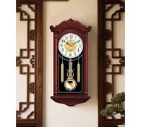 Pendulum Wall Clock, Retro Grandfather Design, Silent Battery Operated Decorative Clock, Traditional Style for Living Room, 60cm High