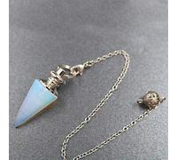 Pendulums for Dowsing Natural Stone Conical Opal White Pink Crystal Pendulum Chakra Chain Pendant Amulet Jewelry-Opal