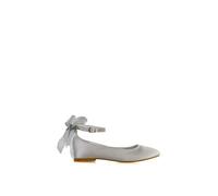 'Penelope' Bow Detail Diamante Strappy Bridal Wedding Flat Ballerina Bridal Shoes XY London Silver 8