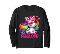 Penelope Personalized Name Colorful Unicorn Women Girls Long Sleeve T-Shirt
