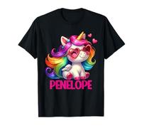 Penelope Personalized Name Colorful Unicorn Women Girls T-Shirt