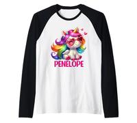 Penelope Unicorn Name Personalized Design Raglan Baseball Tee