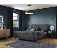 Penelope Upholstered Sleigh Bed Frame Double Pewter