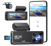 PENEMAY Dash Cam Front and Rear 4K+1080P, Dash Cam with Free 64GB SD Card, 2.99” IPS WiFi Dashcam, Superb Night Vision Dash Camera for Cars, 24H Parking Mode, G-Sensor, Loop Recording Car Camera