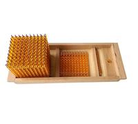 penepico Montessori Introduction to Decimal Quantity with Tray,Golden Beads Decimal System Math Material, Premium Beechwood Base, Montessori Math Manipulatives for Ages 3-6,Homeschool Class Must Have