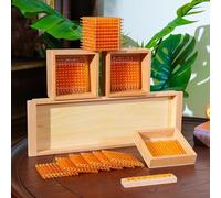 penepico Montessori Introduction to Decimal Symbols, Golden Beads & Beech Wood Box for Value & Computational Operations, Math Material for Children, Home School & Classroom (Decimal Symbols