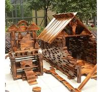 penepico Outdoor Large Wooden Building Blocks for Kids Toddlers 3-12, Outside Large Carbonized Sensory Wood Blocks Giant Building Toys, Jumbo Blocks (Jumbo Set 3: 54 pcs, 46.9 lbs(21.3kg))