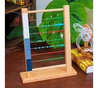 penepico Premium Large Bead Frame - 7-Row Beech Wood Calculation Frame for Decimal System & Large Numbers, Math Material for Kids 6-9, Homeschool & Classroom (Large Bead Frame)