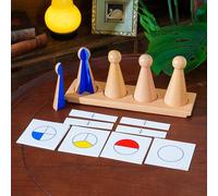penepico Premium Large Fraction Calculator with Stand & Cards - 4 Beech Wood Fraction Circles for Whole, Half, Third & Quarter, Math Material for Kids 4-7, Homeschool & Classroom