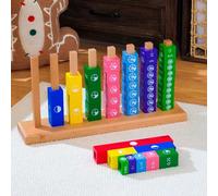 penepico Premium Montessori Large Fracture Rake Stacking Towers 54 cm - XL 8 Colour Coded Equal Length Fractional Columns with Labelling, Math Manipulative for Fractions & Equivalence, Homeschool