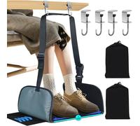 PENGARO Airplane Foot Hammock, Office Footrest with 4 Hooks Widen Airplane Footsling Long Flight Hammock Memory Foam Travel Plane Foot Sling Under Desk at Work Gaming Travel Essentials, Grey