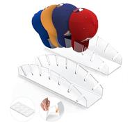 PENGARO Baseball Cap Holder, 2 Pack Acrylic Hat Organizer for 14 Caps Storage Display Stand, Clear