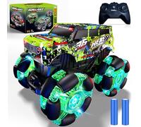 PENGBU RC Remote Controlled Car from 3 4 6 Years, 2.4 GHz Monster Truck Remote Controlled with Light Tyres and Music, 1/20 Remote Controlled Monster Truck with 360° Rotation and 2 Batteries, Boys 3 4