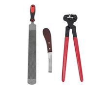 Pengcadent Professional Hoof Repair Tool Kit, Steel Double Sided File Hoof Trimmer Set, 3 - Piece Farrier Tools with Hoof Knife and Pliers for Horses Cattle Sheep Donkeys, Durable and Ergonom