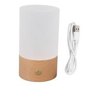Pengcadent Small LED Wood Table Lamp, Bedside Wood Night with Touch Control, Stepless Dimming 3000K Warm USB Charging Portable Lamp for Bedroom Garden Camping Tent