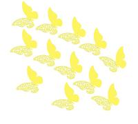 Pengcen 12 Pcs 3D Butterfly Wall Stickers,DIY Wall Decor,Removable Paper Butterflies Sticker,Decoration Kids Bedroom and Wedding,Yellow,Pattern B