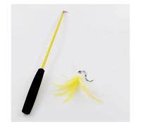 Pengchang Cat Teaser Wands Three-section Telescopic Fishing Pole Wand Kitten Funny Catcher Teaser Stick Rod Interactive Stick Teaser Toys(Yellow)