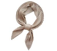 PengFaXin Women Silk Like Solid Square Scarf Satin Neckerchief Pleated Headscarf (#12 Khaki)