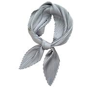PengFaXin Women Silk Like Solid Square Scarf Satin Neckerchief Pleated Headscarf (#18 Light Grey)