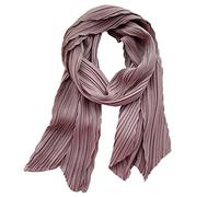PengFaXin Women Spring Solid Scarf Satin Summer Neckerchief Pleated Headscarf (#03 O Pink)