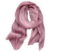 PengFaXin Women Spring Solid Scarf Satin Summer Neckerchief Pleated Headscarf (#06 Pink)