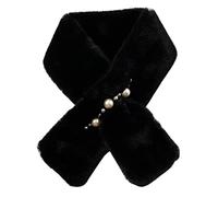 PengFaXin Womens Girls Faux Fur Warm Scarf Soft Wrap Collar Shawl Neck Warmers (Black)