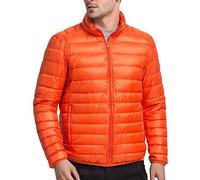 PengGeng Mens Packable Down Puffer Jacket Light Weight Short Down Jacket Orange L
