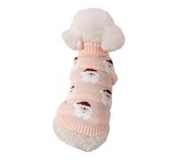 PengGengA Dog Christmas Sweater Santa Claus Jacquard Jumper Warm Casual Pet Clothes Festive Knitwear - Pink, S