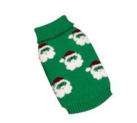 PengGengA Dog Christmas Sweater Santa Claus Jacquard Jumper Warm Casual Pet Clothes Festive Knitwear - Green, S